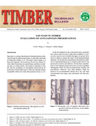 Picture of Sap-Stain In Timber Evaluation Of Anti-Sapstain Preservatives