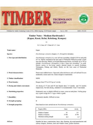 Picture of Timber Notes - Medium Hardwoods I (Kapur, Kasai, Kelat, Keledang, Kempas)