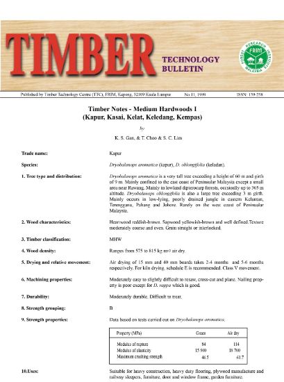 Picture of Timber Notes - Medium Hardwoods I (Kapur, Kasai, Kelat, Keledang, Kempas)