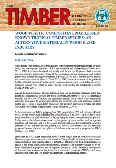 Picture of  Wood-Plastic Composites from Lesser-Known Tropical Timber Species: An Alternative Material in Wood-Based Industry
