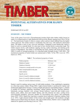 Picture of Potential Alternatives for Ramin Timber