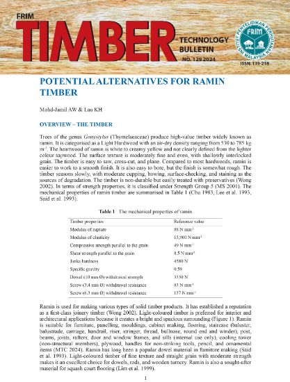 Picture of Potential Alternatives for Ramin Timber