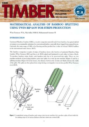 Picture of Mathematical Analysis of Bamboo Splitting using Twin Rip Saw for Strips Production