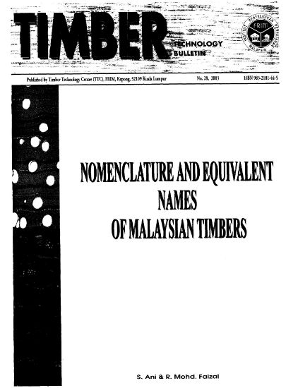 Picture of Nomenclature And Equivalent Names Of Malaysian Timbers