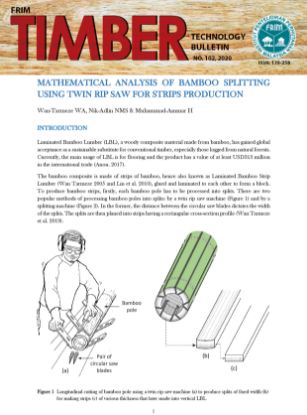 Picture of Mathematical Analysis of Bamboo Splitting using Twin Rip Saw for Strips Production