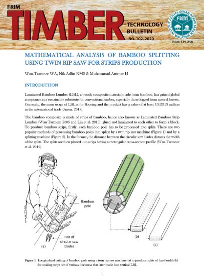 Picture of Mathematical Analysis of Bamboo Splitting using Twin Rip Saw for Strips Production