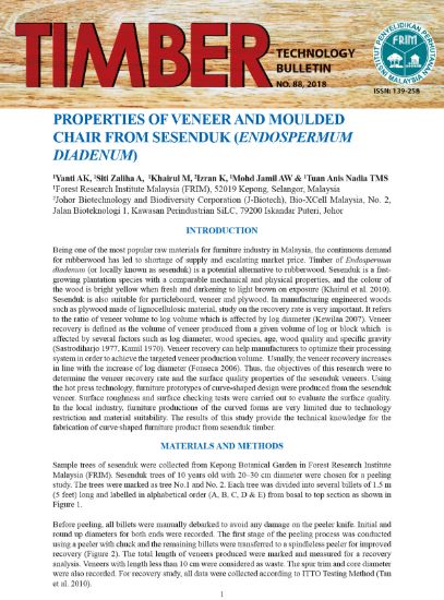 Picture of Properties Of Veneer And Moulded Chair From Sesenduk (Endospermum Diadenum)