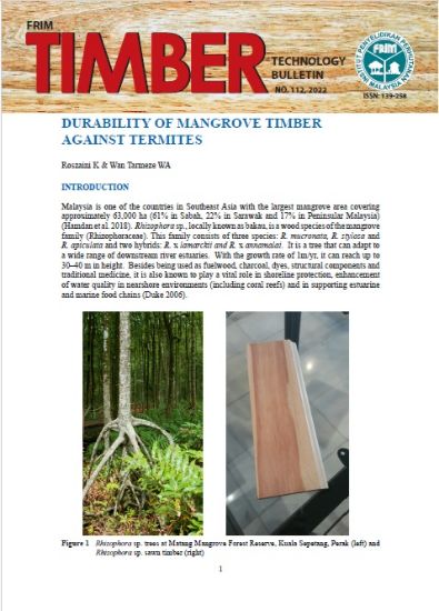 Picture of Durability of Mangrove Timber Against Termites
