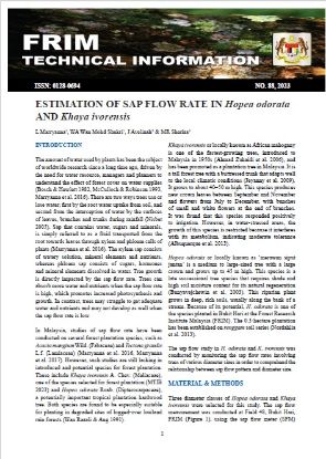 Picture of Estimation of Sap Flow Rate in Hopea Odorata and Khaya Ivorensis