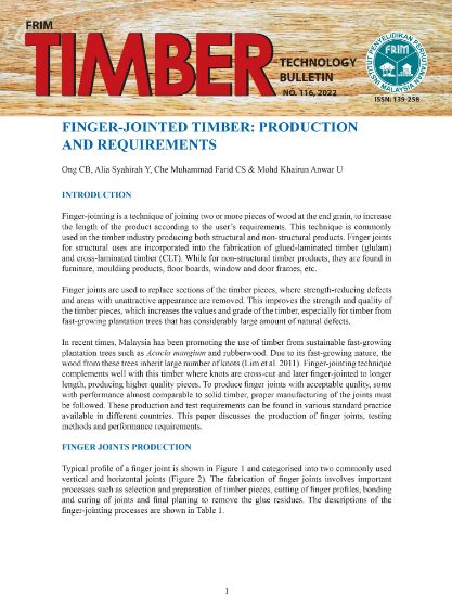 Picture of  Finger-Jointed Timber: Production and Requirements