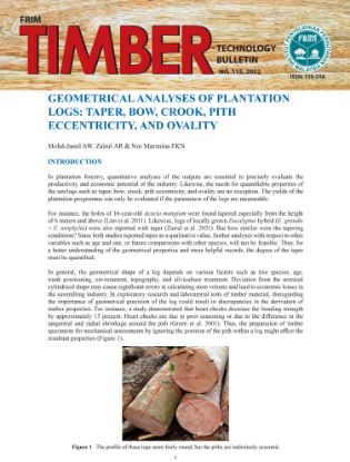 Picture of Geometrical Analyses of Plantation Logs: Taper, Bow, Crook, Pith Eccentricity, and Ovality