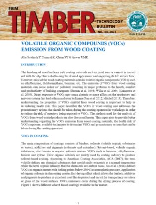 Picture of Volatile Organic Compounds (VOCS) Emission from Wood Coating