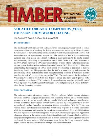 Picture of Volatile Organic Compounds (VOCS) Emission from Wood Coating