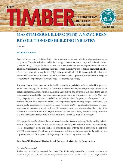 Picture of Mass Timber Building (MTB): A New Green Revolutionised Building Industry