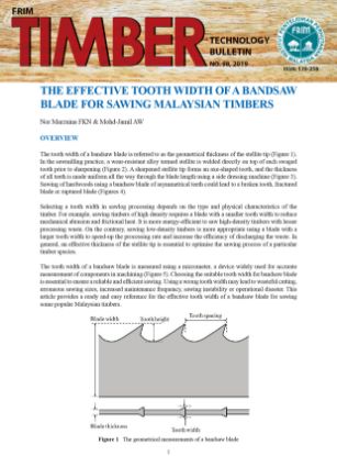 Picture of The Effective Tooth Width of a Bandsaw Blade for Sawing Malaysian Timbers