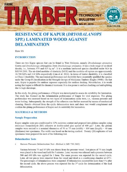 Picture of Resistance of Kapur (Dryobalanops Spp.) Laminated Wood Against Delamination