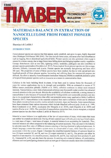 Picture of Materials Balance in Extraction of Nanocellulose from Forest Pioneer Species