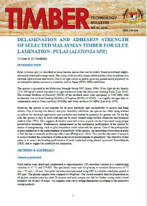Picture of Delamination and Adhesion Strength of Selected Malaysian Timber for Glue Lamination: Pulai (Alstonia spp.)