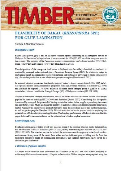 Picture of Feasibility of Bakau (Rhizophora SPP.) for Glue Lamination