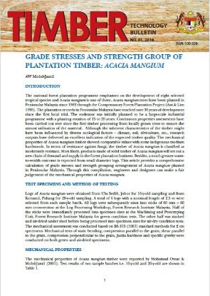 Picture of Grade Stresses and Strength Group of Plantation Timber: Acacia Mangium 