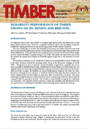 Picture of Durability Performance of Timber Grown on Ex–Mining and Bris Soil