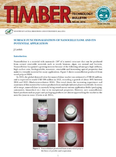 Picture of Surface Functionalization of Nanocellulose and its Potential Application