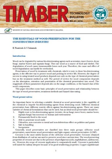 Picture of  The Essentials of Wood Preservation for the Construction Industry