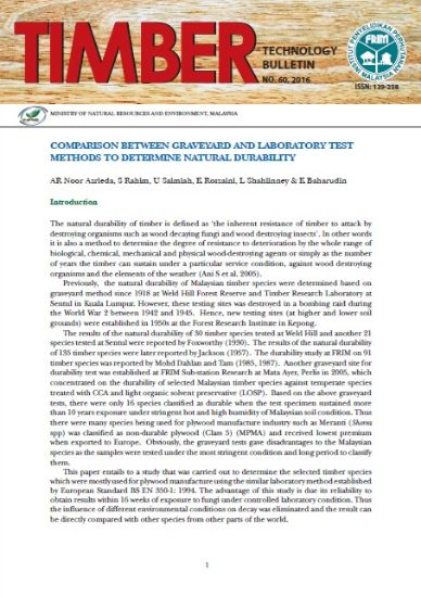 Picture of Comparison between Graveyard and Laboratory Test Methods to Determine Natural Durability