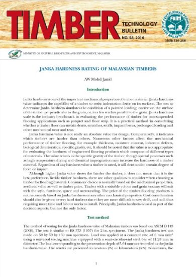 Picture of Janka Hardness Rating Of Malaysian Timbers