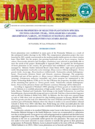 Picture of Wood Properties Of Selected Plantation Species: Tectona Grandis (Teak), Neolamarckia Cadamba (Kelempayan/Laran), Octomeles Sumatrana (Binuang) and Paraserianthes Falcataria (Batai)