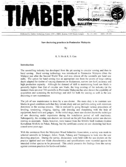 Picture of Saw Doctoring Practices in Peninsular Malaysia