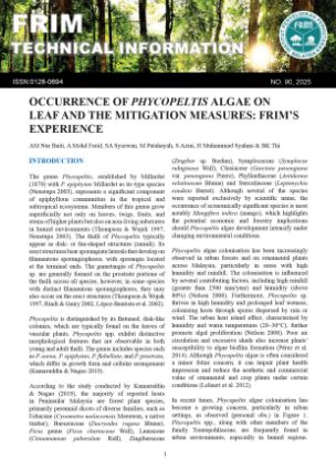 Picture of Occurrence of Phycopeltis Algae On Leaf and The Mitigation Measures: FRIM’s Experience