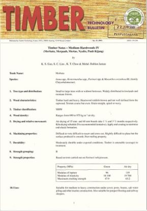 Picture of Timber Notes - Medium Hardwoods IV (Merbatu, Merpauh, Mertas, Nyalin, Pauh Kijang)
