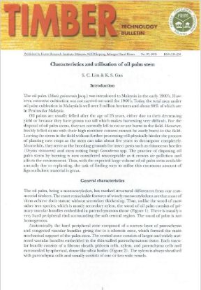 Picture of Characteristics and utilisation of oil palm stem
