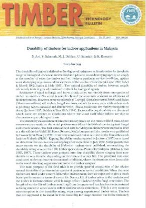 Picture of Durability of timbers for indoor applications in Malaysia