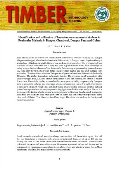 Picture of Identification and utilization of lesser-known commercial timbers in Peninsular Malaysia 6: Bungor, Chenderai, Dungun Paya and Gelam