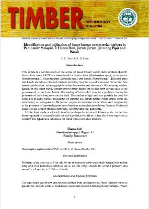 Picture of Identification and utilization of lesser-known commercial timbers in Peninsular Malaysia 7: Hantu Duri, Jarum-Jarum, Jelutong Pipit and Kasah
