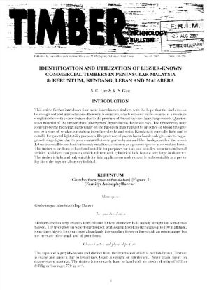 Picture of Identification And Utilization Of Lesser-Known Commercial Timbers In Peninsular Malaysia 8: Keruntum, Kundang, Leban And Malabera